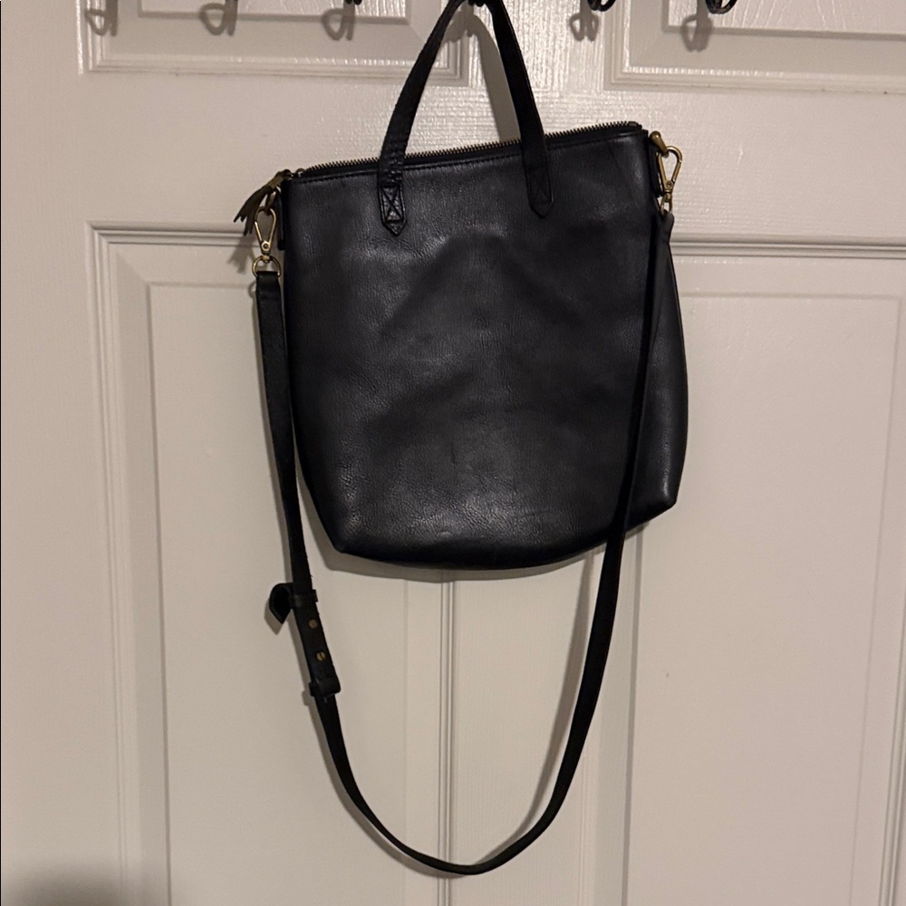 Madewell Black Leather Convertible Crossbody Tote